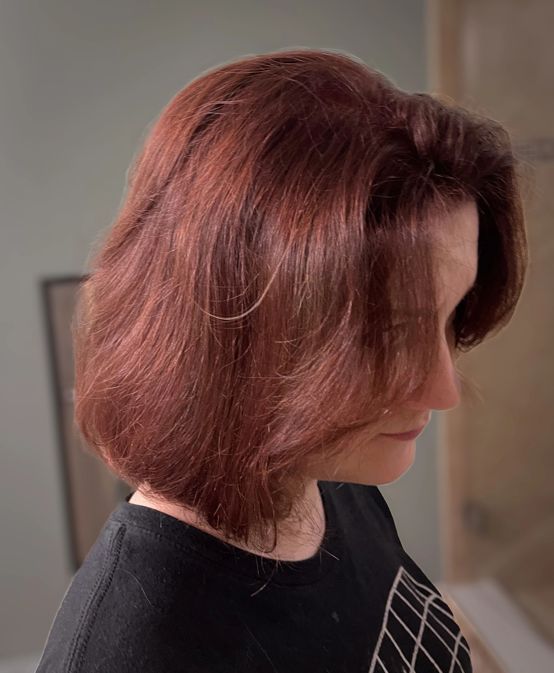 Reddish brown bob